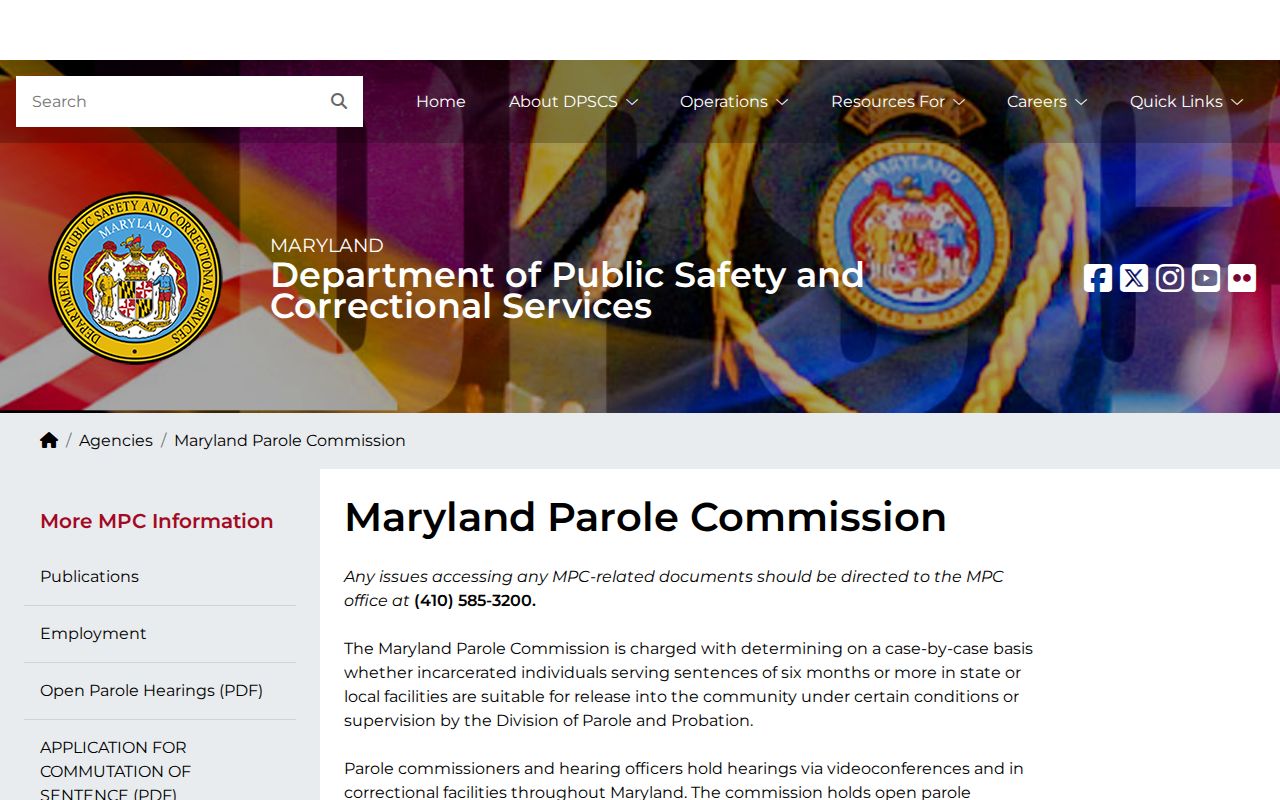 Maryland Parole Commission source for Harford County parole release records